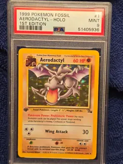 1999 Pokemon Fossil #1 Aerodactyl 1st Edition Holo MT PSA 9 - Image 1