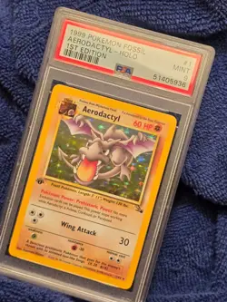 1999 Pokemon Fossil #1 Aerodactyl 1st Edition Holo MT PSA 9 - Image 9