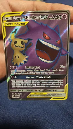 PokÃ©mon TCG Gengar & Mimikyu GX Holo Ultra Rare Card Sun & Moon Team Up 164/181 - Image 1