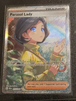 Parasol Lady 255/182 Sv04: Paradox Rift Holo SIR Pokémon TCG Card NM Condition - Image 1
