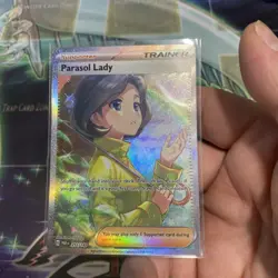 Parasol Lady 255/182 Sv04: Paradox Rift Holo SIR Pokémon TCG Card NM Condition - Image 1
