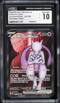 CGC 10 Team Rocket's Mewtwo ex Destined Rivals 2025 Pokemon Card #213 - Image 1
