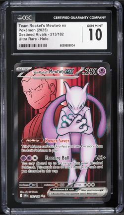 CGC 10 Team Rocket's Mewtwo ex Destined Rivals 2025 Pokemon Card #213 - Image 3