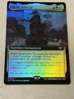 mtg borderless foil Annie Joins Up, Outlaws of Thunder Junction, unplayed - Image 2
