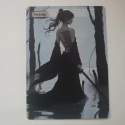 Altered Art MTG Card - Swamp - Onna- Bugeisha Girl - artealterada - Image 1