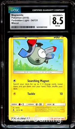 CGC 8.5 NM-MINT+ Magnemite 34/131 ERROR MISCUT Forbidden Light Pokemon Card 150 - Image 1
