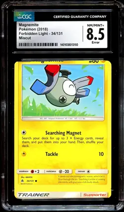 CGC 8.5 NM-MINT+ Magnemite 34/131 ERROR MISCUT Forbidden Light Pokemon Card 150 - Image 2