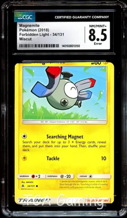 CGC 8.5 NM-MINT+ Magnemite 34/131 ERROR MISCUT Forbidden Light Pokemon Card 150 - Image 4