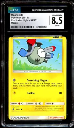 CGC 8.5 NM-MINT+ Magnemite 34/131 ERROR MISCUT Forbidden Light Pokemon Card 150 - Image 5