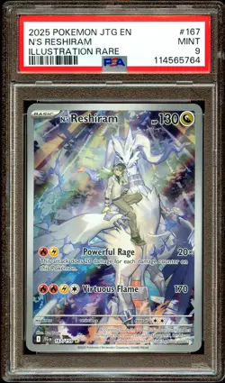 PSA 9 MINT N's Reshiram 167/159 ILLUSTRATION RARE HOLO Pokemon Card 764 - Image 5