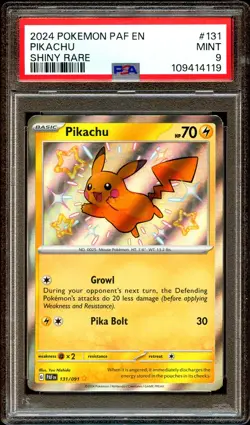 PSA 9 MINT Pikachu 131/091 SHINY HOLO RARE Paldean Fates Pokemon Card 119 - Image 5