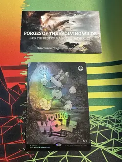 Young Wolf Foil Secret Lair Twisted Toons 0885 Black and White Sketch SLD - Image 1