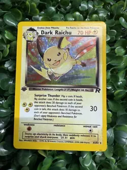 Dark Raichu Secret Rare Holo PokÃ©mon card 1st edition Team Rocket set 83/82 - Image 1