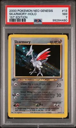 2000 POKEMON NEO GENESIS 1ST EDITION #13 SKARMORY-HOLO 1ST EDITION PSA 7 NM ðŸŒ€ - Image 1
