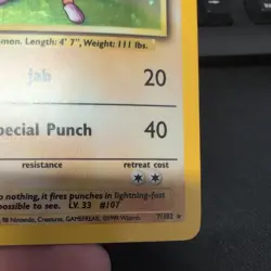 Hitmonchan 7/102 Holo 1999 WOTC Pokémon TCG Card Base Set - Image 6
