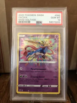 Pokemon SWSH Vivid Voltage Zacian Amazing Rare 082 PSA 10 GEM MINT Ships Fast!!! - Image 1