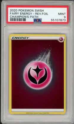 2020 Pokemon SWSH Champion's Path Fairy Energy Reverse Foil PSA 9 - Image 3