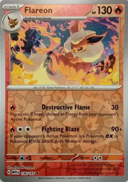 136/165 FLAREON REVERSE HOLO SCARLET & VIOLET 151 POKEMON CARD - Image 1
