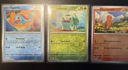 Pokemon 151 Cosmos Reverse Holo Starter Set Charmander, Squirtle, Bulbasaur - Image 3
