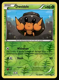 Dwebble 6/101 Pokemon Card Noble Victories Common Rev Holo 60 HP LP H18 - Image 1