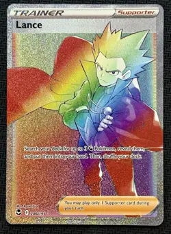 Pokemon Lance 206/195 Silver Tempest Rainbow Secret Rare Holo NM - Image 1