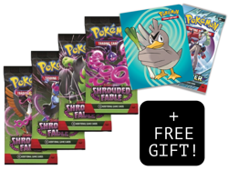 Pokemon: 5 BOOSTERS:  4x Shrouded Fable Booster + 1x Journey Together Portfolio! - Image 4
