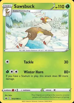 Pokemon Sawsbuck (12/275) Chilling Reign LP REVERSE HOLO - Image 1