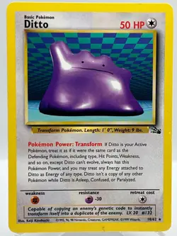 Ditto 18/62 Fossil Unlimited Non Holo Rare WotC 1999 Vintage Pokemon TCG Card - Image 1