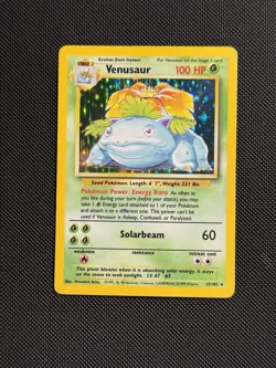 Pokémon TCG Venusaur Base Set Holo Unlimited Rare Card 15/102 1999 WOTC Vintage - Image 1