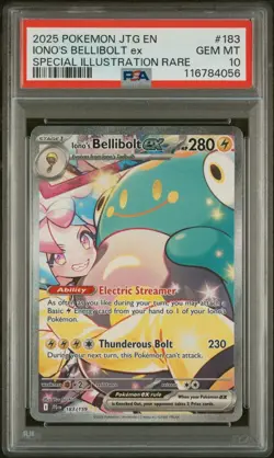 PSA 10 2025 Pokemon Journey Together #183 IONO'S BELLIBOLT EX SIR Rare Full Art - Image 1