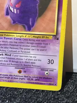 1999 Gengar 20/62 Fossil Unlimited Non-Holo Pokémon Card TCG WOTC - Image 17