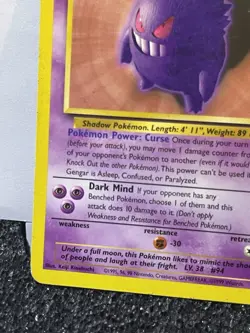 1999 Gengar 20/62 Fossil Unlimited Non-Holo Pokémon Card TCG WOTC - Image 6