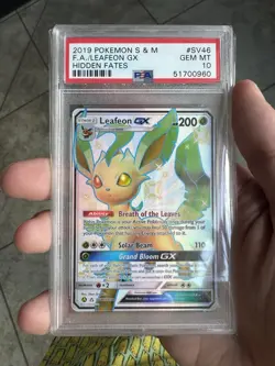 PokÃ©mon TCG Leafeon GX Hidden Fates Shiny Vault Holo Card SV46/SV94 PSA 10 - Image 1