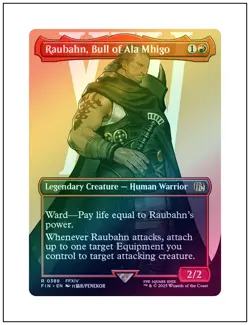 1x Raubahn, Bull of Ala Mhigo, Foil, Borderless Art, Final Fantasy, MTG NM - Image 1