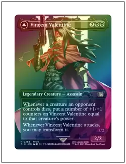 1x Vincent Valentine, Foil, Borderless Art, Final Fantasy, MTG NM - Image 1