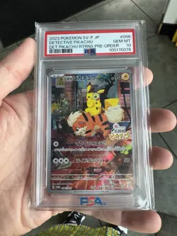 PokÃ©mon Pikachu TCG Promo Card PSA 10 Detective Pikachu Returns 098/Sv-p - Image 1