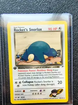 Pokemon Card Rocketâ€™s Snorlax 33/132 Gym Heroes 1st Edition Rare WOTC Near Mint - Image 1