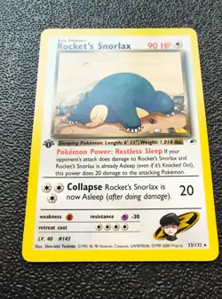 Pokemon Card Rocketâ€™s Snorlax 33/132 Gym Heroes 1st Edition Rare WOTC Near Mint - Image 3