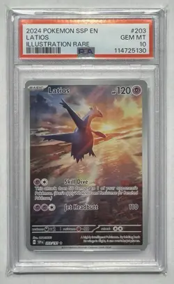 2024 Pokemon Latios Holo PSA 10 Surging Sparks SSP en Illustration Rare - Image 1