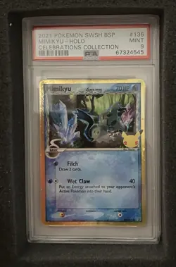 PSA 9 Mimikyu SWSH136 Black Star Promo 2021 SWSH BSP Celebrations Pokemon Card - Image 1