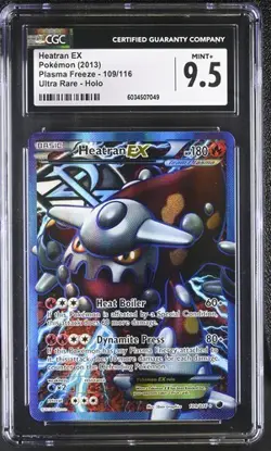 POKEMON PLASMA FREEZE HEATRAN EX #109 FULL ART HOLO FOIL CGC 9.5  MINT+ - Image 1