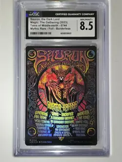 MTG CGC 8.5 UB: The Lord Of The Rings Sauron the Dark Lord Borderless Foil M 744 - Image 1