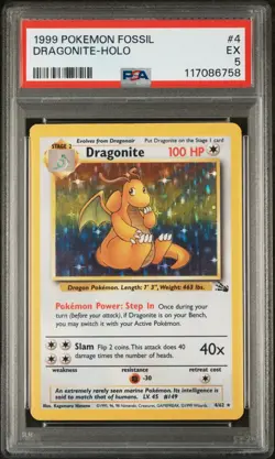 1999 Pokemon Vintage WOTC Fossil Dragonite #4 PSA 5 (NEW CERT) - Image 1