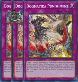 Yugioh! 3x Dogmatika Punishment RA01-EN076 Platinum Secret Rare 1st Ed NM - Image 1