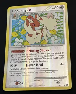 PokÃ©mon TCG Lopunny Reverse Holo Rare Card 21/99 Arceus 2009 - NM - Image 1