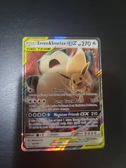 Pokemon Eevee & Snorlax GX 120/181 Sun Moon Tag Team Ultra Rare Lightly Played - Image 1