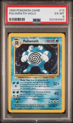 1999-2000 Pokémon Base Set 13 Poliwrath Holo PSA 6 EX-MT - Image 1