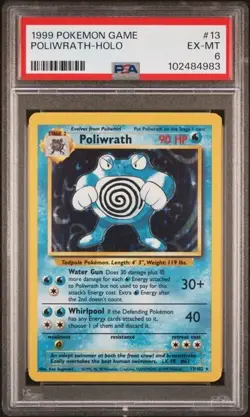 1999-2000 Pokémon Base Set 13 Poliwrath Holo PSA 6 EX-MT - Image 3