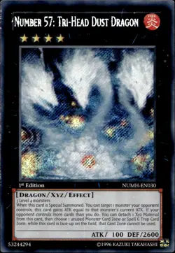 NUMBER 57: TRI-HEAD DUST DRAGON NUMH-EN030 SECRET RARE 1ST ED  Yugioh - Image 1