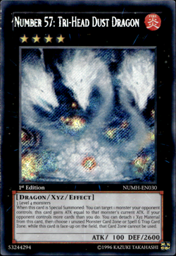NUMBER 57: TRI-HEAD DUST DRAGON NUMH-EN030 SECRET RARE 1ST ED  Yugioh - Image 2